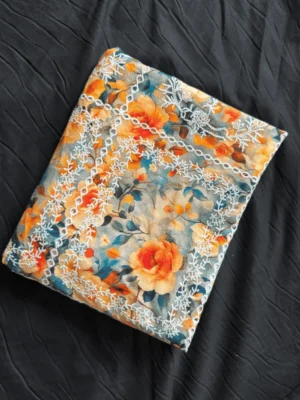 Steel Grey Floral Chicken Kari Lawn - Essa Mussa Collection