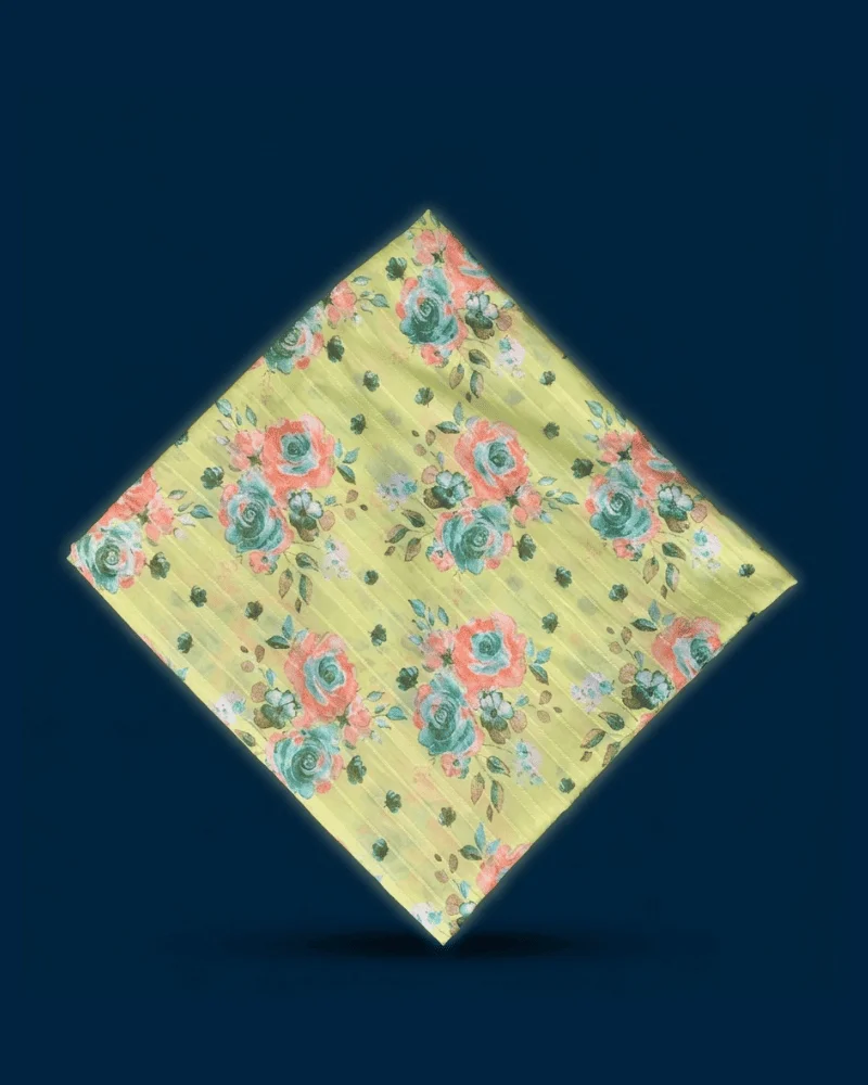 Charcoal Teal Dori Printed Lawn with Black Floral Patterns - Essa Mussa Collection