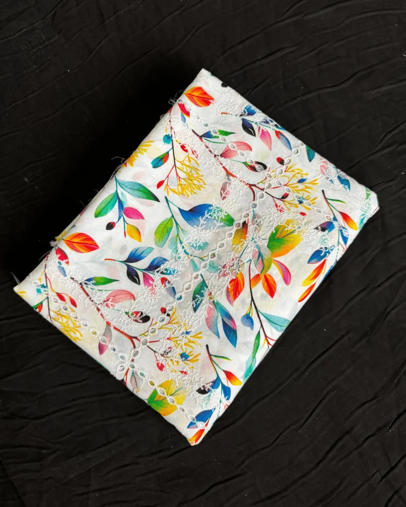 Classic White Floral Chicken Kari Lawn 2-Piece Suit - Essa Mussa Collection