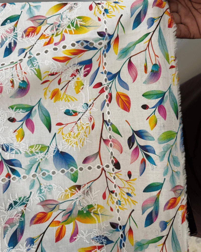 Classic White Floral Chicken Kari Lawn 2-Piece Suit - Essa Mussa Collection