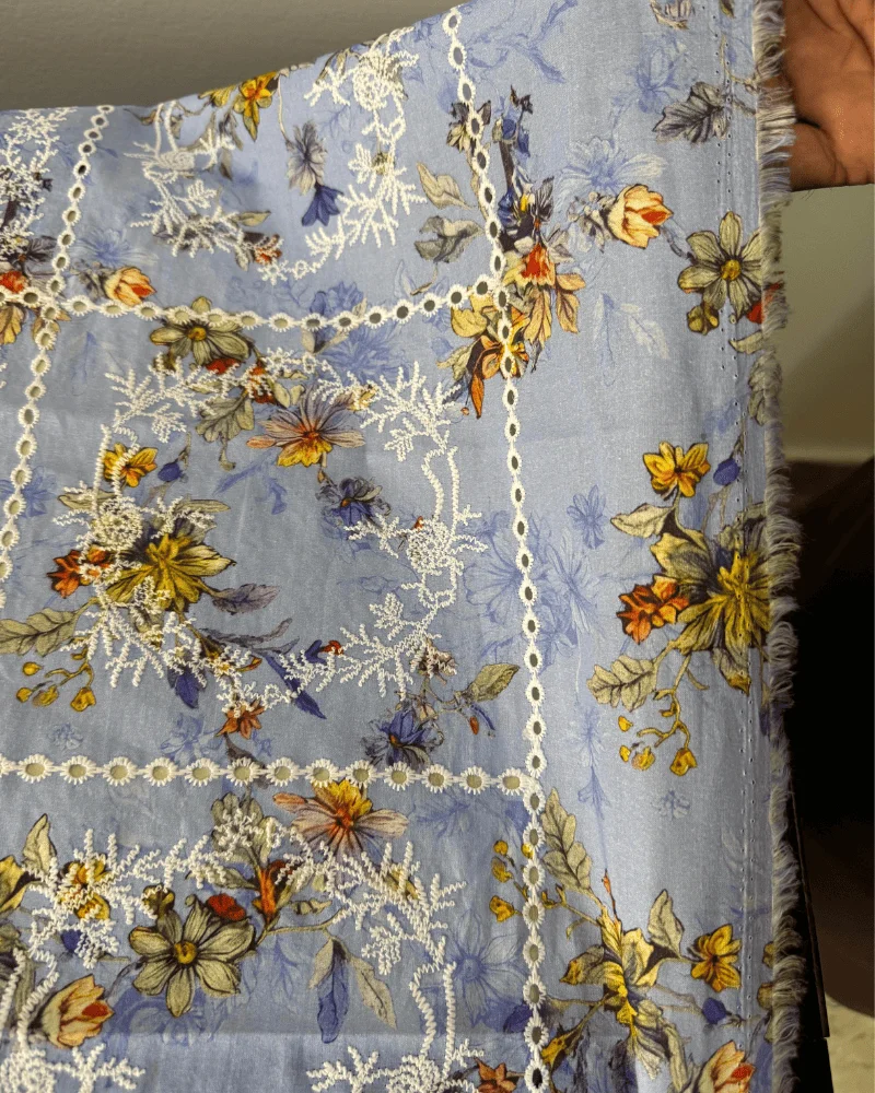 Soft Pink Floral Chicken Kari Lawn 2-Piece Suit - Essa Mussa Collection