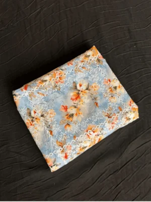 Aqua Blue Floral Chicken Kari Lawn 2-Piece Suit - Essa Mussa Collection