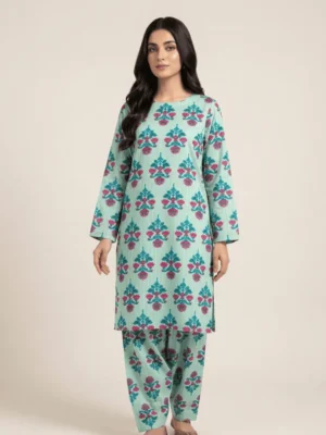 Peach Coral Dori Printed Lawn 2-Piece Suit by Essa Mussa Collection
