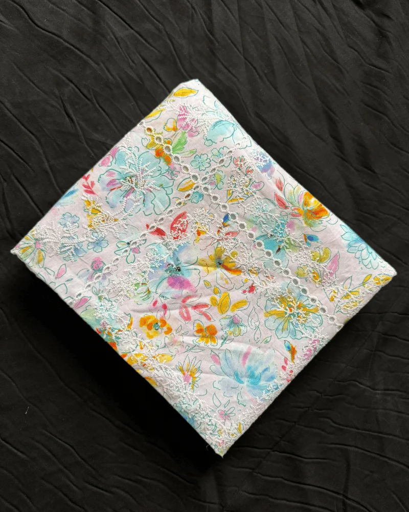 Off-White Multi-Color Floral Chicken Kari Lawn - Essa Mussa Collection