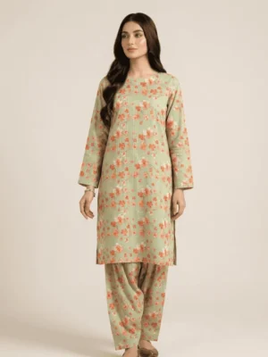 Teal Blue Dori Printed Lawn 2-Piece Suit by Essa Mussa Collection
