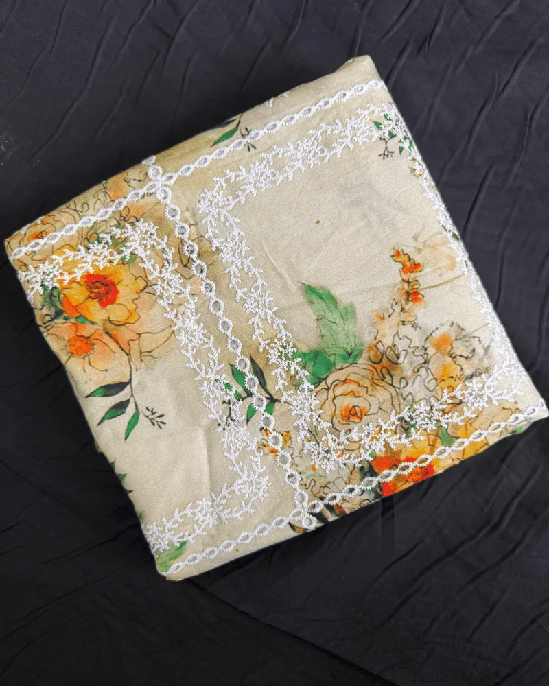 Tea Green Floral Chicken Kari Lawn - Essa Mussa Collection