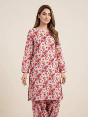 Plum Magenta Dori Printed Lawn 2-Piece Suit by Essa Mussa Collection