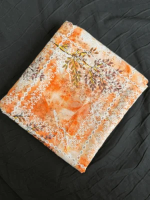 Rust Orange Floral Chicken Kari Lawn 2-Piece Suit - Essa Mussa Collection