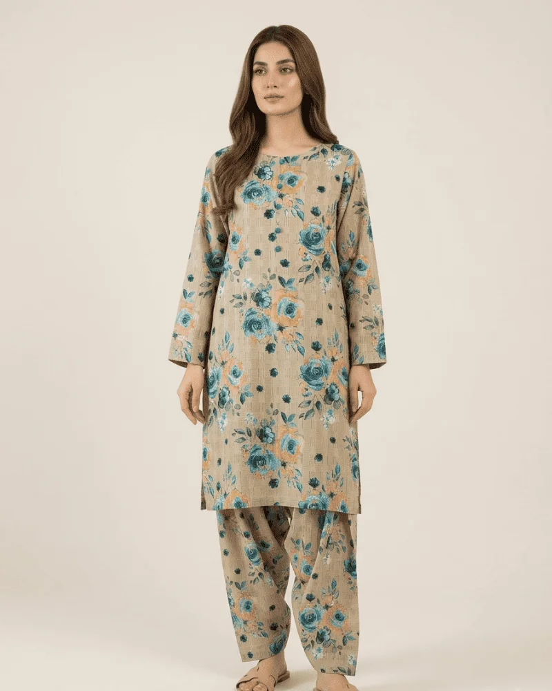 Terracotta Rust Dori Printed Lawn 2-Piece Suit by Essa Mussa Collection