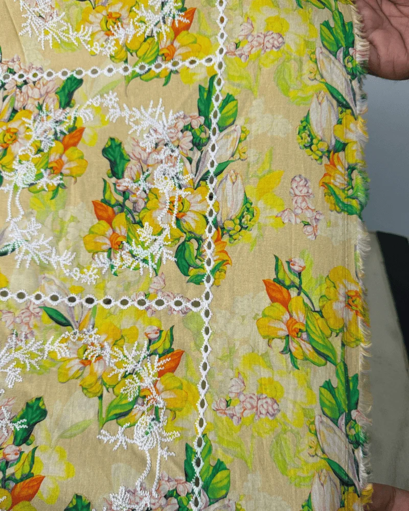 Mint Green Floral Chicken Kari Lawn 2-Piece Suit - Essa Mussa Collection