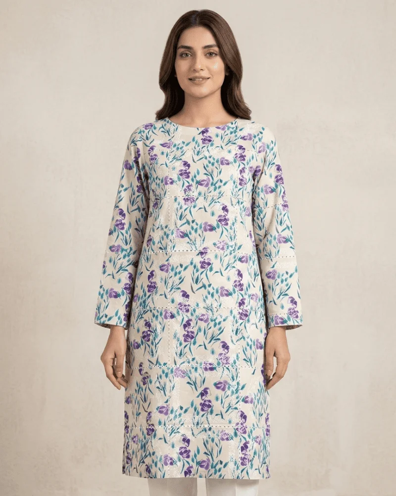 Lilac Floral Chicken Kari Lawn 2-Piece Suit - Essa Mussa Collection